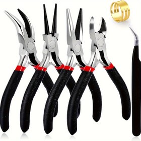 Resim 3 adet/6 adet Takı Yapımı Pense Seti, İğne Burun Pense/ Zincir Burun Pense, Yuvarlak Burun Pense, Kavisli Burun Pense ve Tel Pense dahil, Küçük Takı Yapımı için Çok Uygun, Küpe Sarma El Sanatları Ürünleri için Kullanılır 
