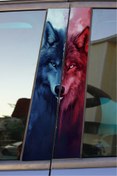 Resim STİCKERCI BEY KAPI DİREĞİ KAPLAMASI KIRMIZI MAVİ KURT BASKILI 22*50 CM 