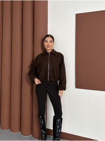 Resim aytenli Polo Yaka Fermuar Kapamalı Cepli Etek Kol Ağzı Lastikli İthal Kaşe Astarlı Mini Çıtır Bomber Mont 