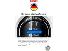 Resim Bosch Serie 6 Toz Torbasız Süpürge Turbo Başlıklı Akıllı Sensör ile Filitre Temizliği Alman Mühendisliğiyle Hazırlanan Teknoloji 700W 