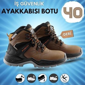 Resim İş Botu Ayakkabısı Kahverengi 40 Numara Demir Burunlu Kış Sanayi İnşaatçı Tekstil Güvenlik Ayakkabı 