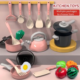 Resim Pembe Çocuk Oyun Mutfak Oyuncakları, Simüle Tencere ve Tava, Keyifli Tatil Oyuncakları, Simüle Sofra Takımı, Çocukların Dış Mekan Kamp ve Piknik Oyuncakları, Festival Hediyeleri, Doğum Günü Hediyeleri için Uygun 