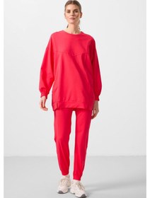 Resim Viva Kırmızı O Yaka Basic Oversize Kadın Eşofman Tunik Takım - 95347 Kırmızı 