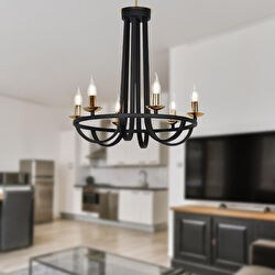 Resim Penelope Siyah 6 Lı Modern Genç Odası Yatak Odası Retro Salon Avize Apliqa