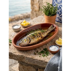 Resim Edenza Oval Sırlı Toprak Güveç Tabağı | Fırına Dayanıklı Doğal Toprak Sunum Tabağı (25 x 13 Cm) 2 Li Set 