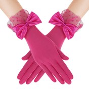 Resim 1 Çift Zarif Vintage Stil Kadın Dantel Eldiven Fiyonklu - Polyester ve Spandex Karışımı, Sadece Elde Yıkama, Özel Gün Aksesuarları Parti, Düğün, Akşam Etkinlikleri, Güneş Koruması ve Cenazeler İçin 