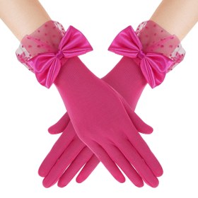 Resim 1 Çift Zarif Vintage Stil Kadın Dantel Eldiven Fiyonklu - Polyester ve Spandex Karışımı, Sadece Elde Yıkama, Özel Gün Aksesuarları Parti, Düğün, Akşam Etkinlikleri, Güneş Koruması ve Cenazeler İçin 