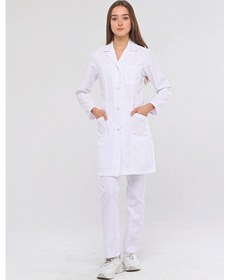 Resim Uniprom Kadın İş Önlüğü Doktor Öğretmen Laborant Öğrenci Eczacı Beyaz 