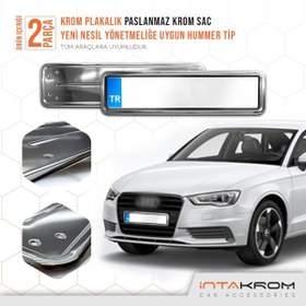 Resim İntachrom Audi A3 Krom Plakalık - Hummer Tip 2 Adet 