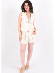 Resim Hadise 37029 Kadın Pileli Keten Şort Etek Ss YRYNET037029-R0152 Bej 