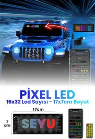 Resim SEYUWATCH Pixel Led Panel Dijital Ekran Yazı ve Animasyon Eklenebilen Telefon Kontrollü Yapışkanlı 16*32 Led 