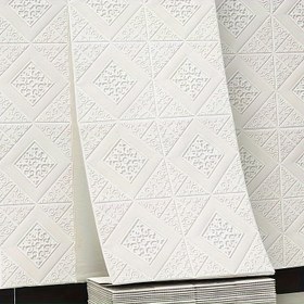 Resim 1 Rulo 3D Kendinden Yapışkanlı Ses Geçirmez Isı ve Suya Dayanıklı Duvar Kağıdı - Beyaz & Bej Desenli Plastik Çıkartılabilir Paneller, Gürültü Azaltıcı, Kolay Kurulum (Yatak Odası, Banyo, Mutfak) DIY Dostu, Yapışkanlı Duvar Kağıdı, Duvarlar için Duvar Kağıdı, Kendinden Yapışkanlı Duvar Kağıdı, Kendinden Yapışkanlı Duvar Panelleri, Kendinden Yapışkanlı Duvar Kağıdı, Yapıştır ve Çıkar Duvar Kağıdı, Duvarlar İçin Kendinden Yapışkanlı Duvar Kağıdı, Duvar Çıkartmaları, Yatak Odası 