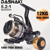 Resim DASNAKI 13+1BB Tam Metal Döner Makara - 5.2:1 Dişli Oranı, Derin Hattı Kap, Alüminyum Alaşım Makara, Uzun Atma ve Atma İçin İki El Tasarımı, Altın, Balık Makarası, Şık Balık Ekipmanı, Dayanıklı Makara 