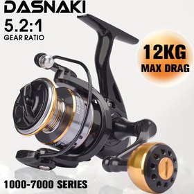 Resim DASNAKI 13+1BB Tam Metal Döner Makara - 5.2:1 Dişli Oranı, Derin Hattı Kap, Alüminyum Alaşım Makara, Uzun Atma ve Atma İçin İki El Tasarımı, Altın, Balık Makarası, Şık Balık Ekipmanı, Dayanıklı Makara 