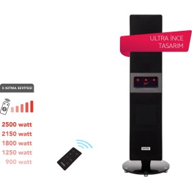 Resim Simfer Single X Karbon Serisi IP65 Suya-Toza Dayanıklı Siyah Uzaktan Kumandalı İç/Dış Mekan Isıtıcı 