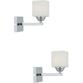 Resim Minel Krom Kaplama 2'li Aplik Seti Yatak Odası-Yatak başı,Cafe,Re Beyaz 