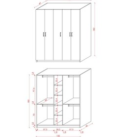 Resim %100 Mdflam 5 Kapaklı 150cm Gardrop G-09 Beyaz 