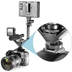 Resim Tianya Dslr ve Aynasız Makineler Için 3 Bağlantılı V-Shape Bracket Işık Flaş LED Ekran Mikrofon Bağlantı Adaptörü 