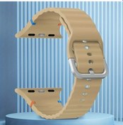 Resim Gaojunshop01 Elma Saat Dikişli Dalga Silikon Kayış Haki 42/44/45/49mm 