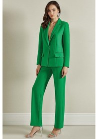 Resim Erkek Yaka Yeşil Dokuma Blazer Yeşil 