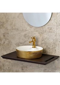 Resim Lena - Tezgah Üstü Porselen Lavabo - E-5001a- Altın 