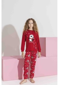 Resim Tarık 5-9 Yaş Kız Çocuk Penguen Baskılı İnterlok Pijama Takımı 3191270 - Kırmızı Kırmızı 