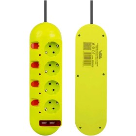 Resim Vea Çocuk Korumalı 2 Usb Girişli 4 Topraklı Ayrı Anahtarlı Grup Priz 1.5 mt Kablolu KPF9-H63 
