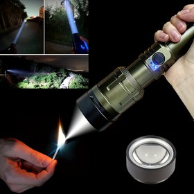 Resim FX-2503 Taktiksel El Feneri - 5000mAh Şarj Edilebilir Lityum Pil, Güçlü Foküsleme Işını, Çakmakları ve Telefonu Geriye Şarj Edebilir, Kamp, Açık Hava Aktiviteleri, Otomotiv Tamir, Ev Yenileme, Kamp Ekipmanı için İdeal | Taktiksel El Feneri | Dayanıklı İnşaat, El Feneri 