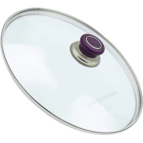 Resim Parmis Tencere Sahan Tava Cam Kapağı Kapak 24 cm Mor Tutma Tepesi 