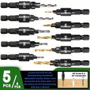 Resim 4/5 adet Ahşap İşleme İçin Sondaj Ucu Seti, 1/4" Altıgen Sap ile DIY Ahşap İşleri için Bir L-Açma Anahtarı #5 #6 #8 #10 #12 