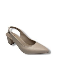 Resim C-shoes Cv110-25 Cilt Sivri Burun Kalın Topuk Arkası Açık Kadın Ayakkabı 41-42 Bej 