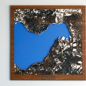 Resim Çok Katmanlı İzmir Şehir Haritası - 45x45 cm 