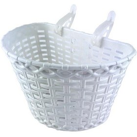 Resim 16-20 Jant Uyumlu Hasır Desenli Plastik Çocuk Bisikleti Ön Sepet Beyaz 