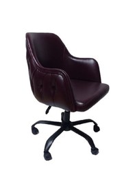 Resim Kapitone Desenli Ofis Koltuğu Bordo Renk Suni Deri 