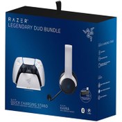 Resim Razer Legendary Bundle Kaira Kablosuz Kulaklık ve PS5 Dualsense Şarj İstasyonu Beyaz 