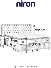 Resim Elegance Lüks Yatak Baza ve Başlık Seti 200x200 cm Çift Kişilik Paket Yaylı Yumuşak Yatak Baza Başlık Takımı 