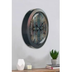 Resim Bahat Salon Ofis Duvar Saati Gri Metal Çerçeve 36 cm 