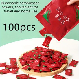 Resim 100 Adet Kompakt Havlu, Taşınabilir & Tekli Paketlenmiş, Kalınlaştırılmış Yüz Bezleri – Islak/Kuru Kullanım İçin İdeal Ev, Seyahat ve Kamp için 