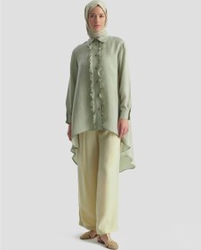Resim Armine Asimetrik Cupra Tunik 25Y4624 Puslu Yeşil 