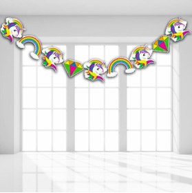 Resim Parti Station Unicorn Özel Kesim Şekilli Banner 2 Metre Unicorn Konsept Doğum Günü Parti Malzemeleri 
