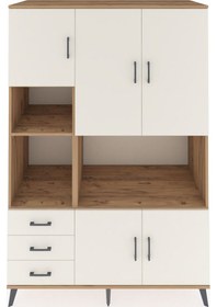 Resim Kronos Dolap 9 Raflı 3 Çekmeceli 5 Kapaklı 132x59x195 Çam-ayt... Çam 