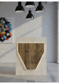 Resim Resital Ledli Karşılama Bankosu G-90 Cm Ofis Kasa Resepsiyon Masası Banko-001-8-2 