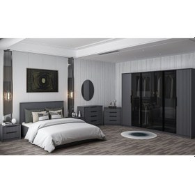 Resim Kale Luxe Yatak Odası Takımı - Antrasit Set 2 