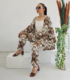 Resim 6 butik altı üstü butik Tam Bel Boru Paça Desenli Kimono Takımı 