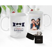 Resim Bk Gift Kişiye Özel Babalar Günü Hediyesi Fotoğraflı Kupa Bardak Ve Benzinli Çakmak Seti-26 