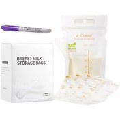 Resim Konesam V-coool 180ml Süt Saklama Torbası, Kolay Döküm Ağızlı, Sızdırmaz Çift Fermuar, 30 Adet + Etiket Ve Kalem Seti 