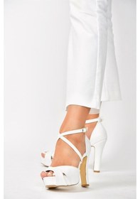 Resim Fox Shoes Beyaz Platform Kalın Topuklu Kadın Ayakkabı M348010209 