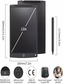 Resim 12" Büyük Boy Dijital Yazı Tahtası Grafik Çizim Tableti 12 Inç Lcd Çocuk Tablet 