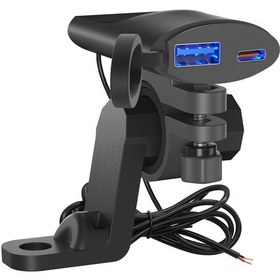 Resim Leezsing Motorcycle Akıllı Şarj Cihazı, Ultra İnce, Qc3.0+type-c Çift Hızlı Şarj, Geri Görüş Aynası Uzantı Braketi İle, 12v-24v Dc Girişi Siyah 