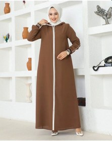 Resim Biyeli Ribana Detaylı Ferace - Kahve / F0128 Taba 